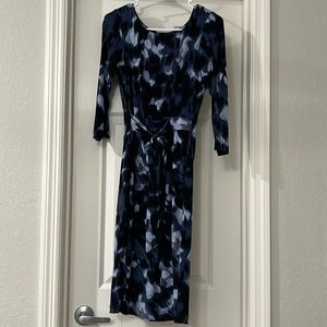 Blue Patterned Midi Dress